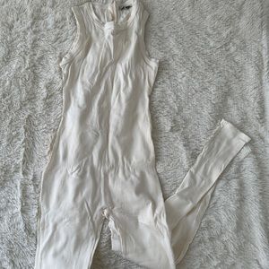 White ribbed jumpsuit